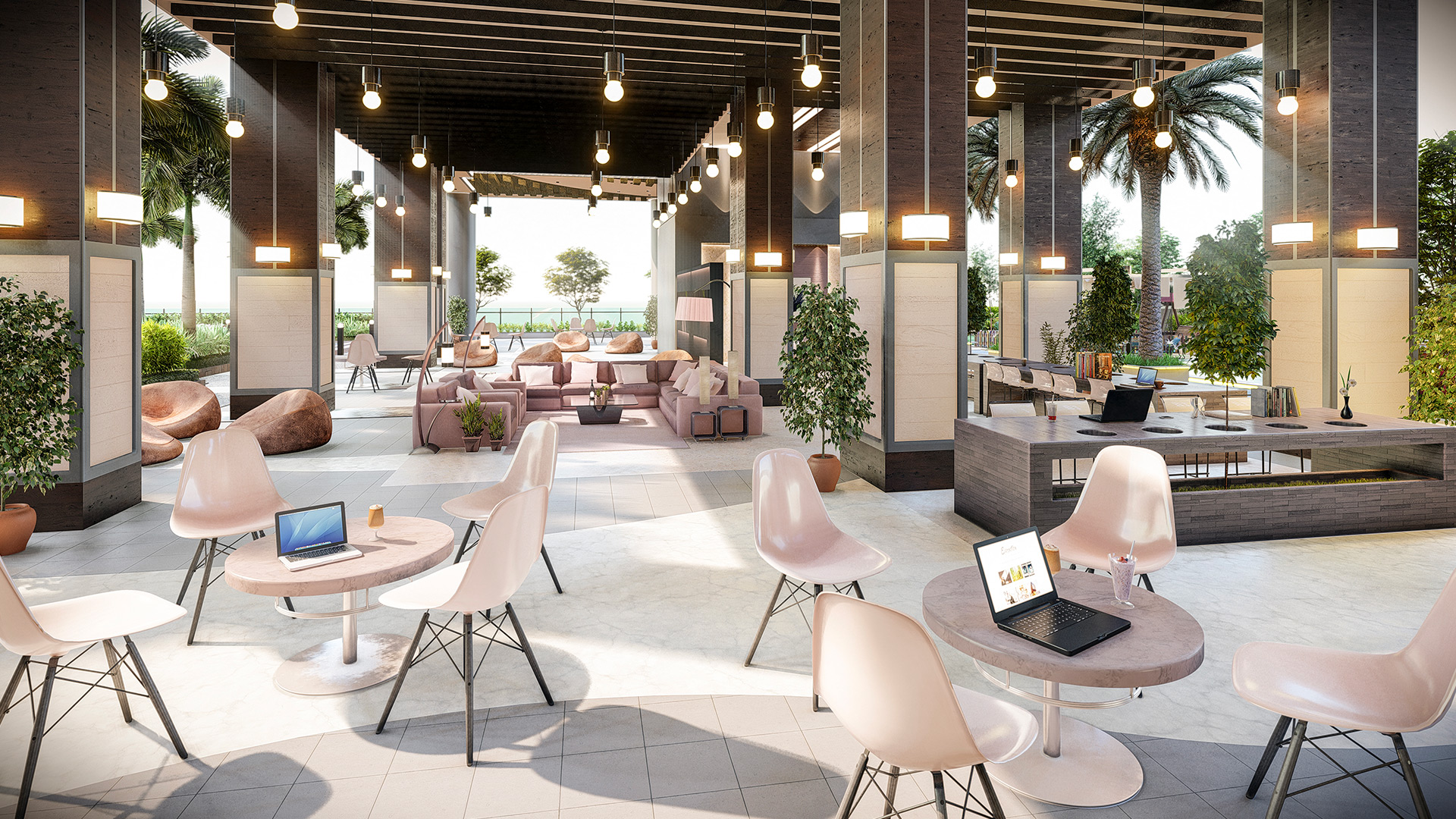 Gem Residences co-working space featuring a sophisticated ambiance and trendy decor, winner of Best Integrated Work-from-home Development at Carousell Property Awards