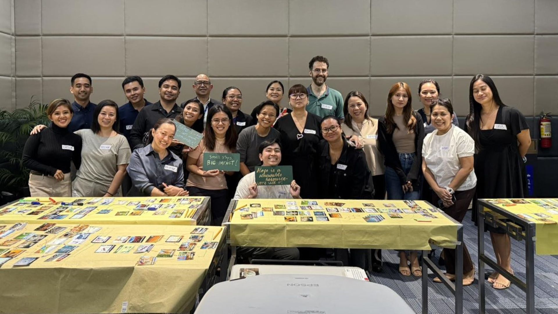 Sustainability champions from corporate and non-government agencies together for a Climate Fresk Workshop at the SMX Convention Center Aura.